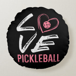 Love Pickleball Heart Pickle Ball Women Girls Kids Round Cushion