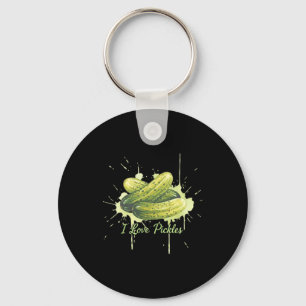 Love Pickles Watercolor Dill Snack Art Bbq Foodie Key Ring