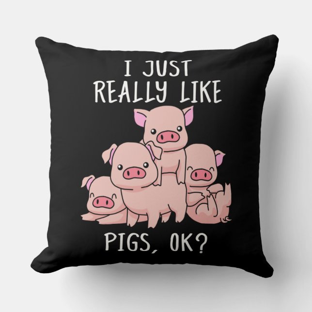 Love Pig Gift Women Pig Gifts Swine Cute Pig Cushion (Front)