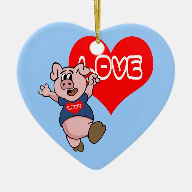 Love Piggy Ceramic Tree Decoration (Front)