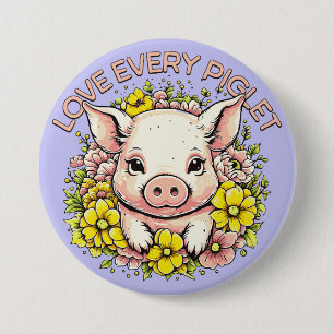 Love Pigs in Flowers 7.5 Cm Round Badge