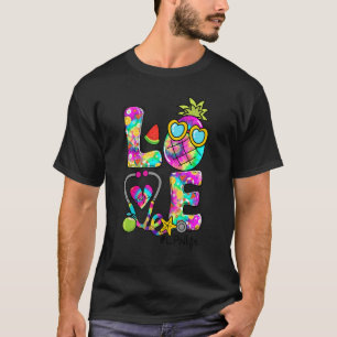 Love Pineapple Stethoscope Tie Dye Lpn Life Summer T-Shirt