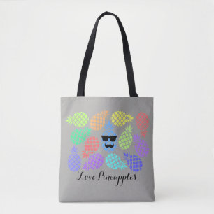 "Love Pineapples" Colorful Tote Bag