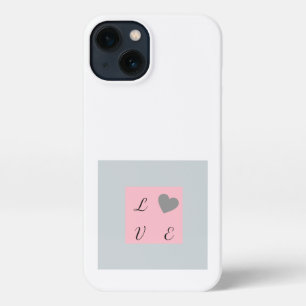 Love Pink and Grey Square Pattern  iPhone 13 Case