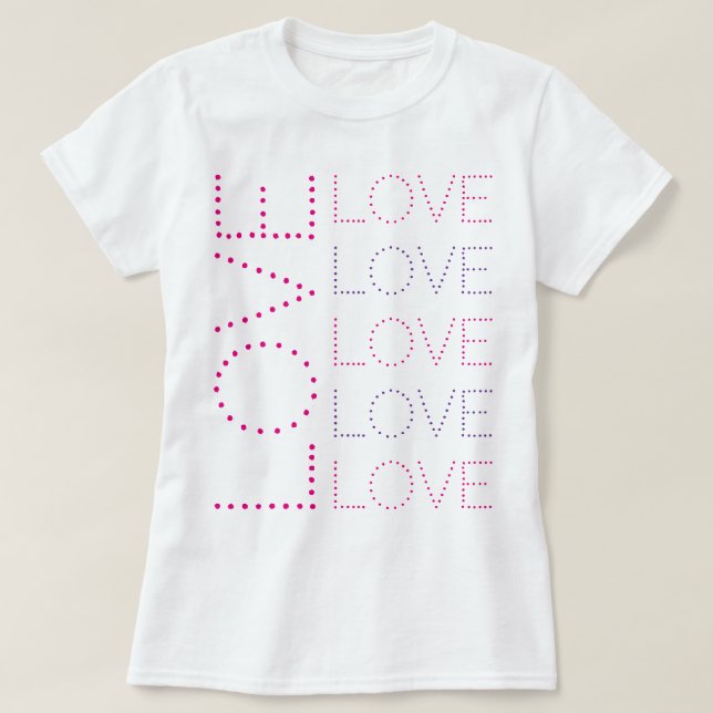 LOVE Pink And Lavender Chic Dotted Typography T-Shirt (Design Front)