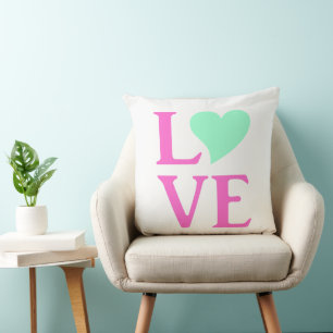 Love Pink And Mint Celebration Party Throw Pillow