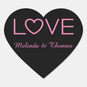 Love Pink & Black Personalised Name Sticker / Seal