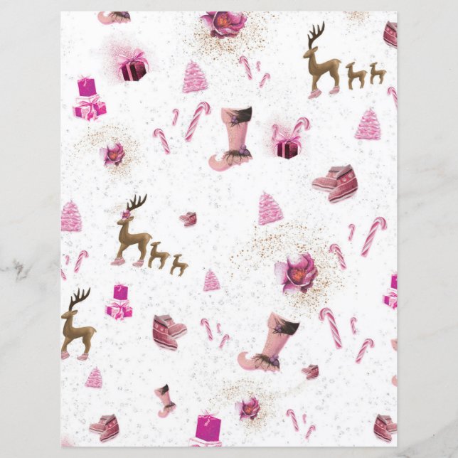 Love Pink Christmas Scrapbook Paper (Front)