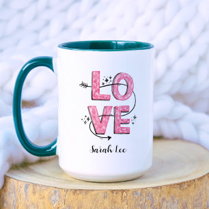 Love   Pink Cute Super Mum Typography  Mug