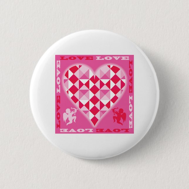Love (Pink Diamond) 6 Cm Round Badge (Front)