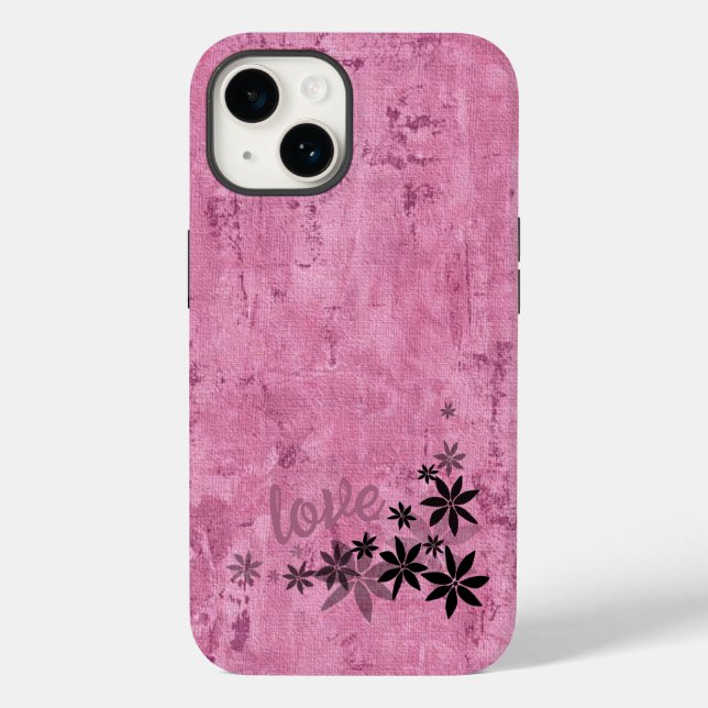 LOVE Pink Flowers Phone Case (Back)