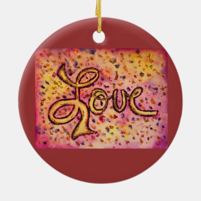 Love Pink Glamourous Glitter Ornament Art (Back)