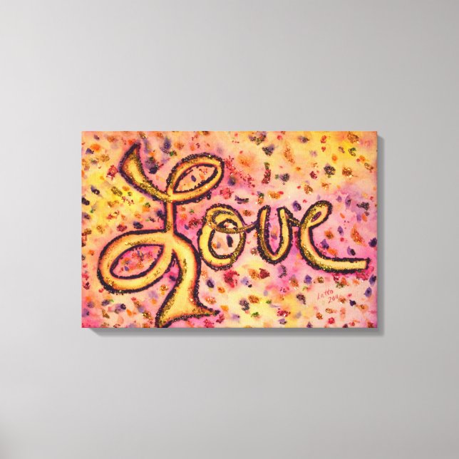 Love Pink Glamourous Glitter Painting Canvas Print (Front)
