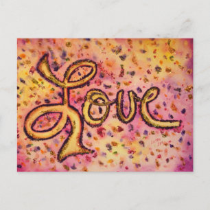 Love Pink Glamourous Glitter Postcard
