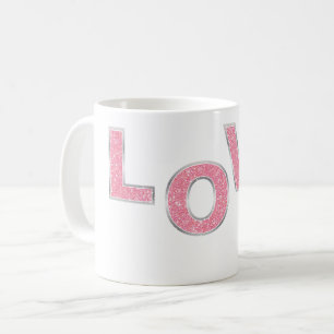 Love Pink Glitter Coffee Mug