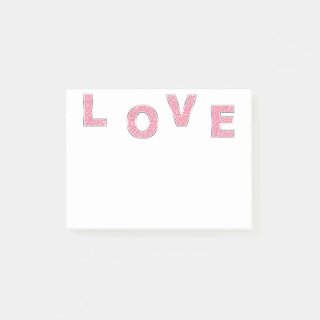 Love Pink Glitter Post-it Notes (Front)