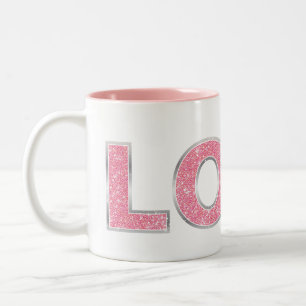 Love Pink Glitter Two-Tone Coffee Mug