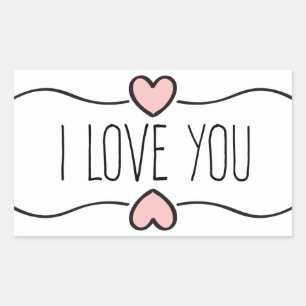 Love Pink Heart And Black - Wedding, Engagement Rectangular Sticker