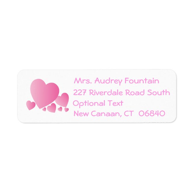 Love Pink Hearts Return Address Labels (Front)