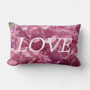 lOVE pink hydrangea inspiration pillow