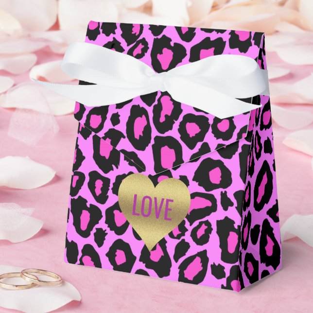 Love Pink & Leopard Celebration Shower Party Favour Box (Wedding)