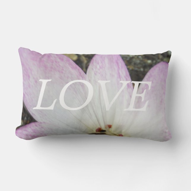 lOVE , Pink Lilly, flowers inspiration Lumbar Cushion (Front)