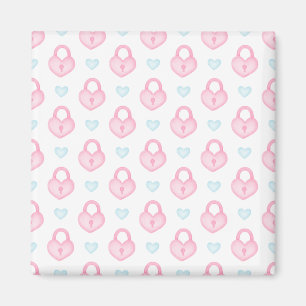 Love Pink Locker Key for Valentine's Pattern Magnet