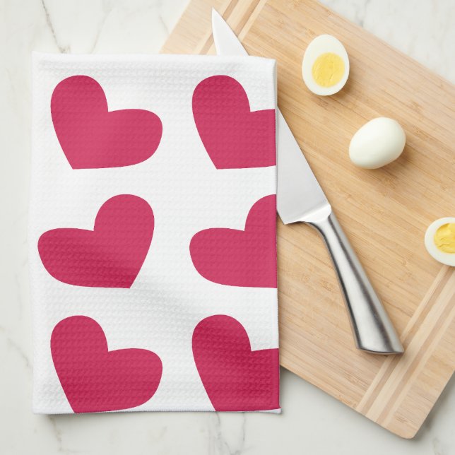 Love Pink Love Heart Tea Towel (Quarter Fold)