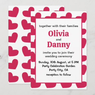 Love Pink Love Hearts Wedding Invitation