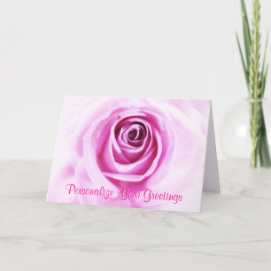 Love Pink Rose Custom text Greeting Card