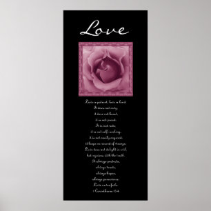 Love - Pink Rose - First Corinthians Poster