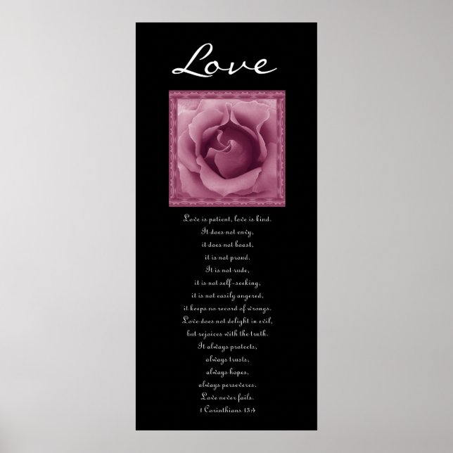 Love - Pink Rose - First Corinthians Poster (Front)
