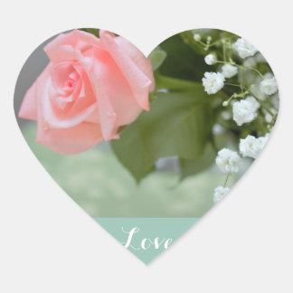 Love Pink Rose Photo Heart Sticker