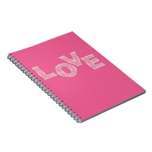 Love Pink Silver Glitter Notebook