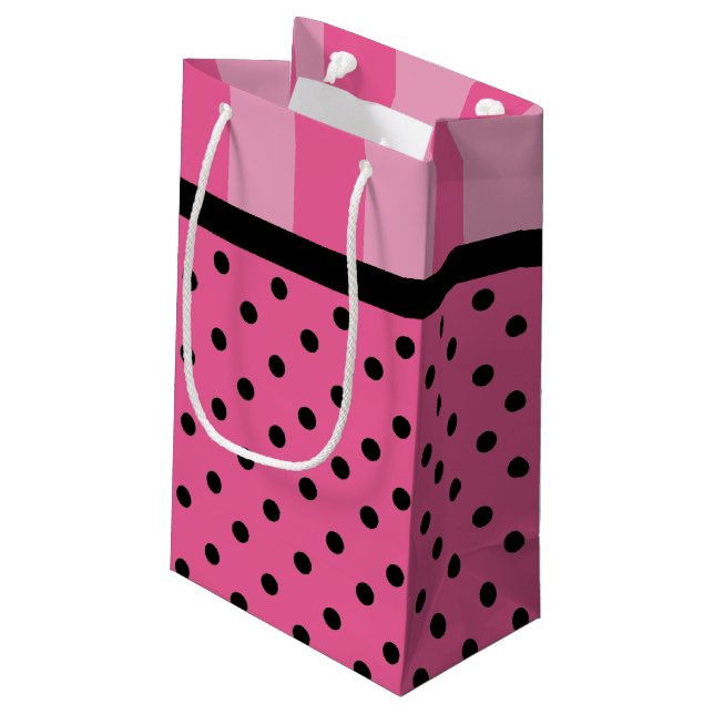 Love Pink Stripes And Polka Dots Party Gift Bags (Back Angled)