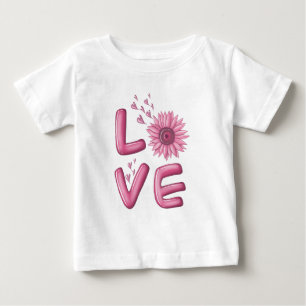 Love Pink Sunflower   Baby T-Shirt
