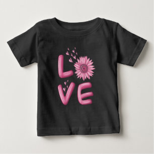 Love Pink Sunflower   Baby T-Shirt