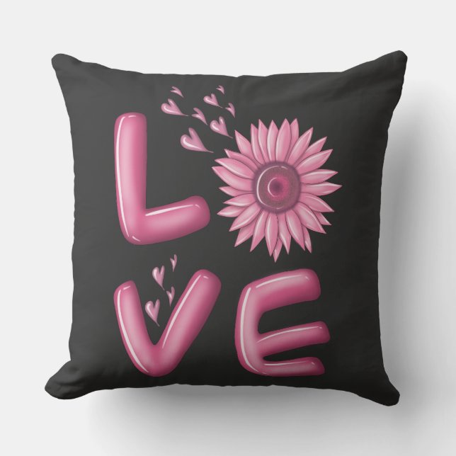 Love Pink Sunflower  Cushion (Front)