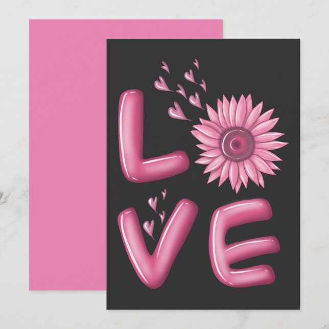 Love Pink Sunflower   Invitation (Front/Back)