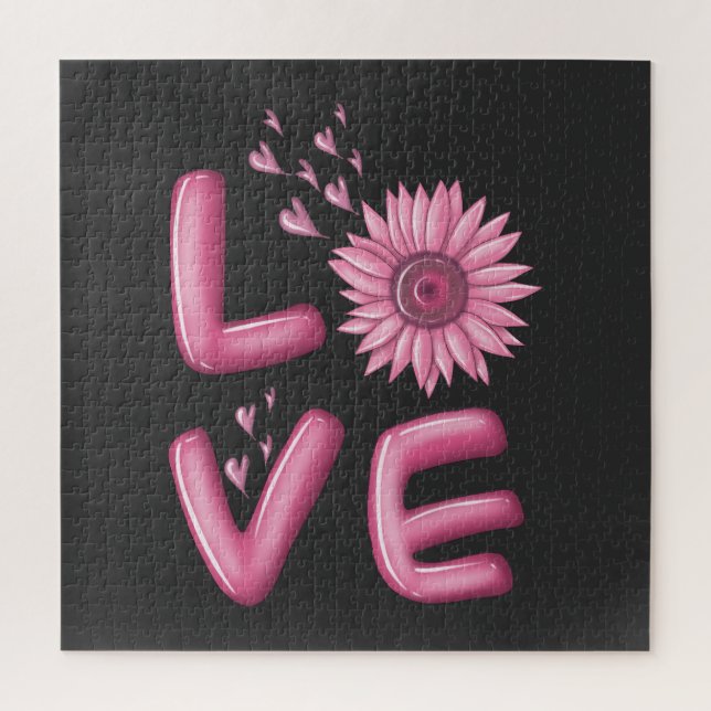 Love Pink Sunflower    Jigsaw Puzzle (Vertical)