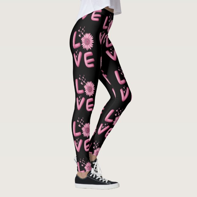 Love Pink Sunflower   Leggings (Right)