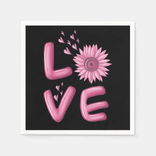 Love Pink Sunflower Napkin