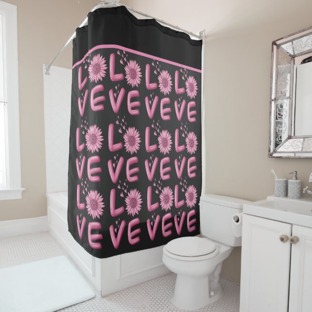 Love Pink Sunflower  Shower Curtain (In Situ)