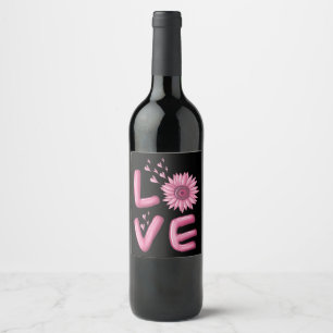 Love Pink Sunflower Wine Label