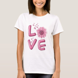 Love Pink Sunflower Womens  T-Shirt