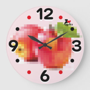 LOVE PIXEL FRUIT BY MASANSER APPLES LARGE CLOCK