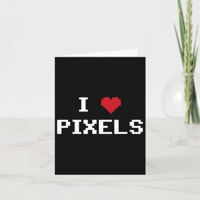 Love Pixels C64 Fans Heart Gaming Shirt Funny Vide Card (Front)