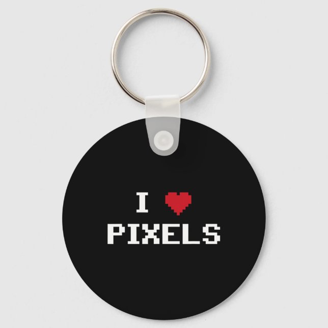 Love Pixels C64 Fans Heart Gaming Shirt Funny Vide Key Ring (Front)
