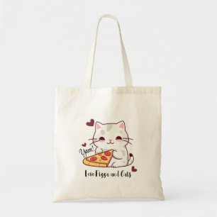 Love Pizza And Cats Funny Tote Bag