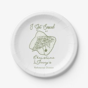 Love & Pizza    Casual Rehearsal Dinner Paper Plate